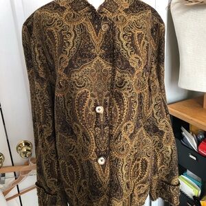 Jones New York Signature Brown and Gold Paisley Blazer
